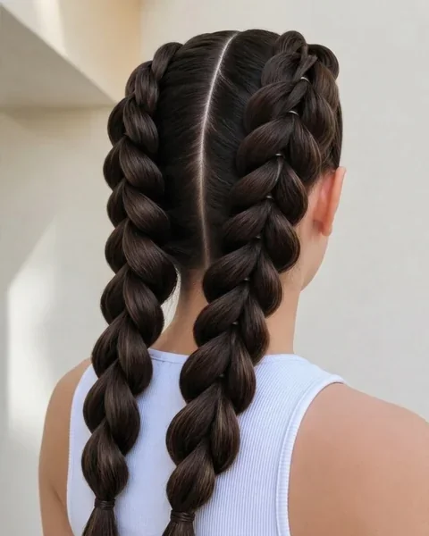 Dos trenzas holandesas voluminosas